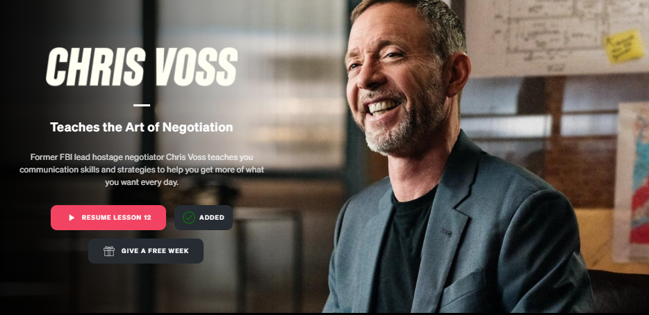 Chris Voss Teaches the Art of Negotiation MasterClass Review - Benjamin  McEvoy