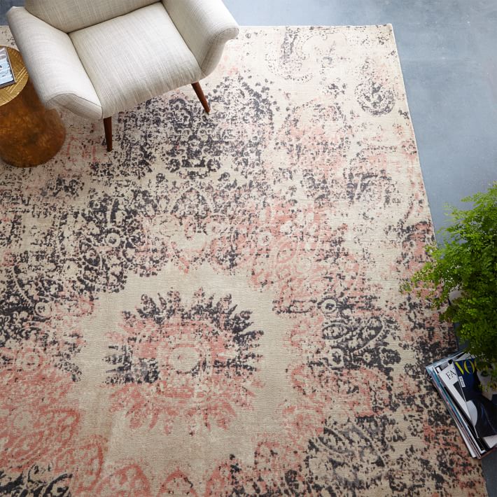 Distressed Ornament Wool Rug - Rosette :
westelm.com