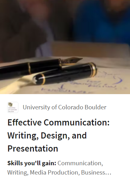 Effective Communication: Writing, Design, and Presentation Specialization