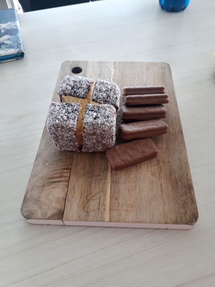 Famous Austrailian Treats. Lamington (cake) and Tim Tams