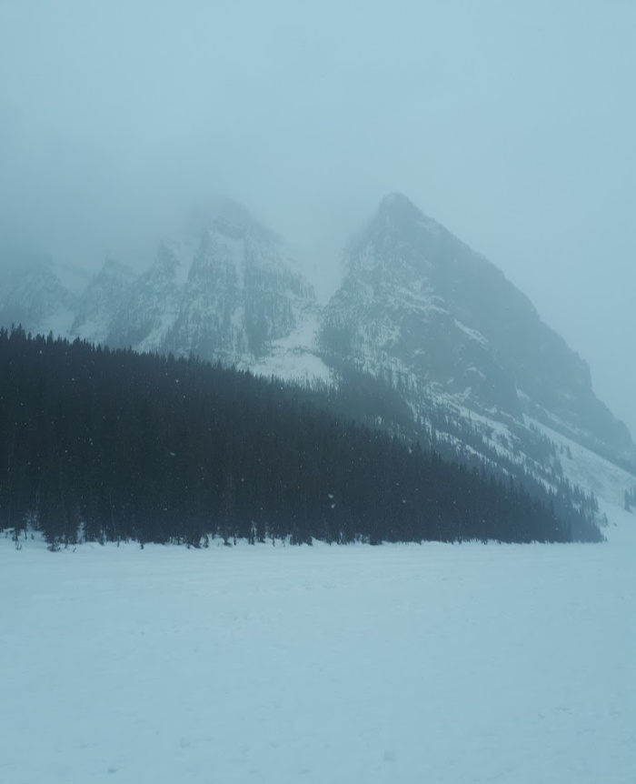 Lake Louise Frozen in Winter - Calgary to Jasper