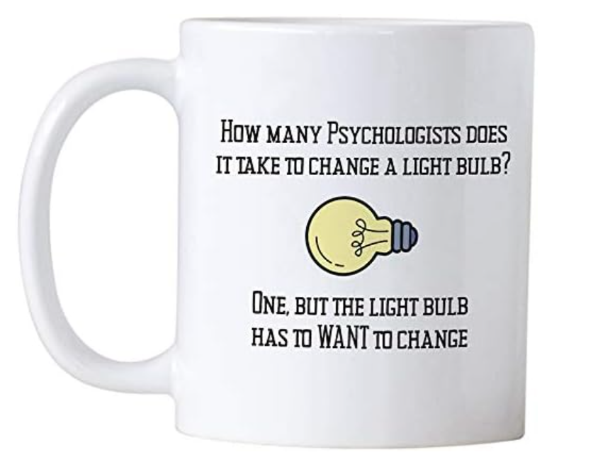 Psychologist Light Bulb Joke Mug