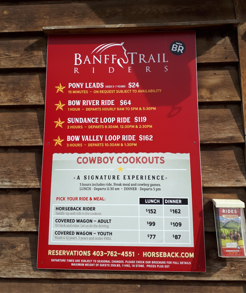 Banff Trail Riders Price Board (2019)
