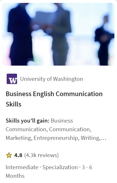 Business English Communication Skills Specialization (University of Washington)