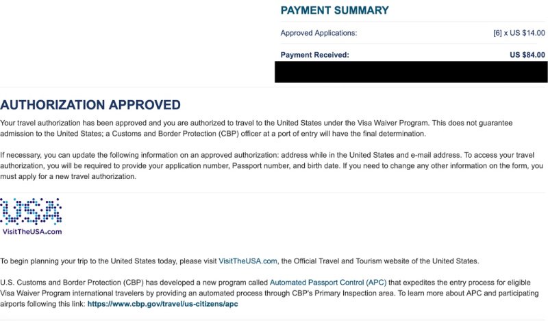Our Approved ESTA application, 3 Hours Later - How Long Does it Take for ESTA Application Approval?
