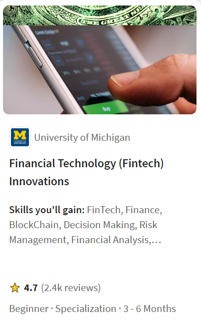 Financial Technology (Fintech) Innovations Specialization