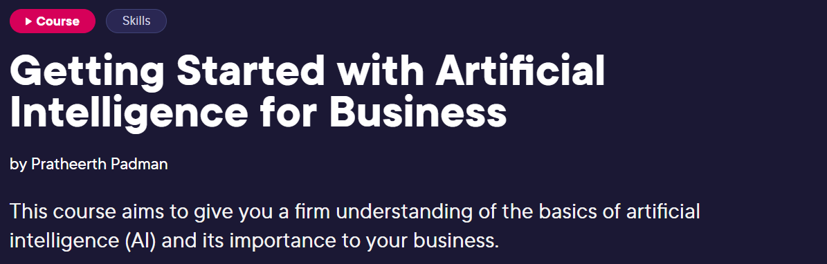 Getting Started with Artificial Intelligence for Business (Pluralsight)
