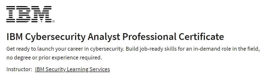 IBM Cybersecurity Analyst Professional Certificate