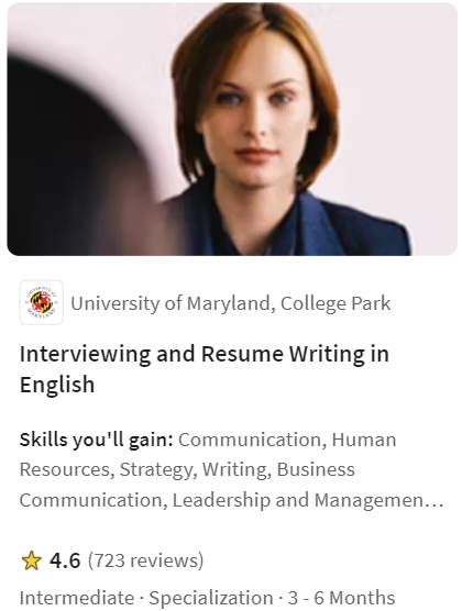 Interviewing and Resume Writing in English Specialization